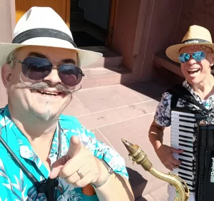 Bild Christoph als Straßenmusiker im Sommer, Christoph_Krzeslack_Saxophonist